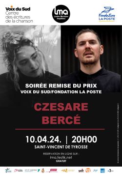 Affiche pour le prix Voix du Sud avec photos de Czesare et Bercé