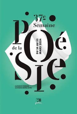 Affiche fond vert clair avec inscription du titre du festival en noir