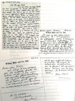 Reproductions de lettres de Pierre-Bergounioux et Jean-Paul-Michel