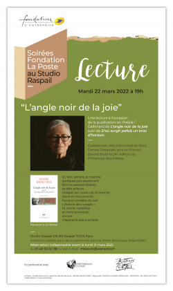 visuel de la lecture l'ange noir de la joie avec photo de Denise Dseautels