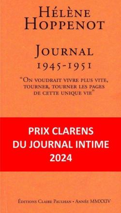 Couverture du livre avec bandeau prix Clarens du Journal intime 2024