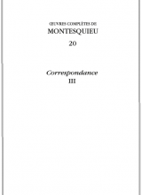 Couverture de la Correspondance de Montesquieu (blanche), III, tome 20